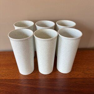 Tupperware Set of 6 Tumbler Cups Stackable Speckled Grey/White 6"